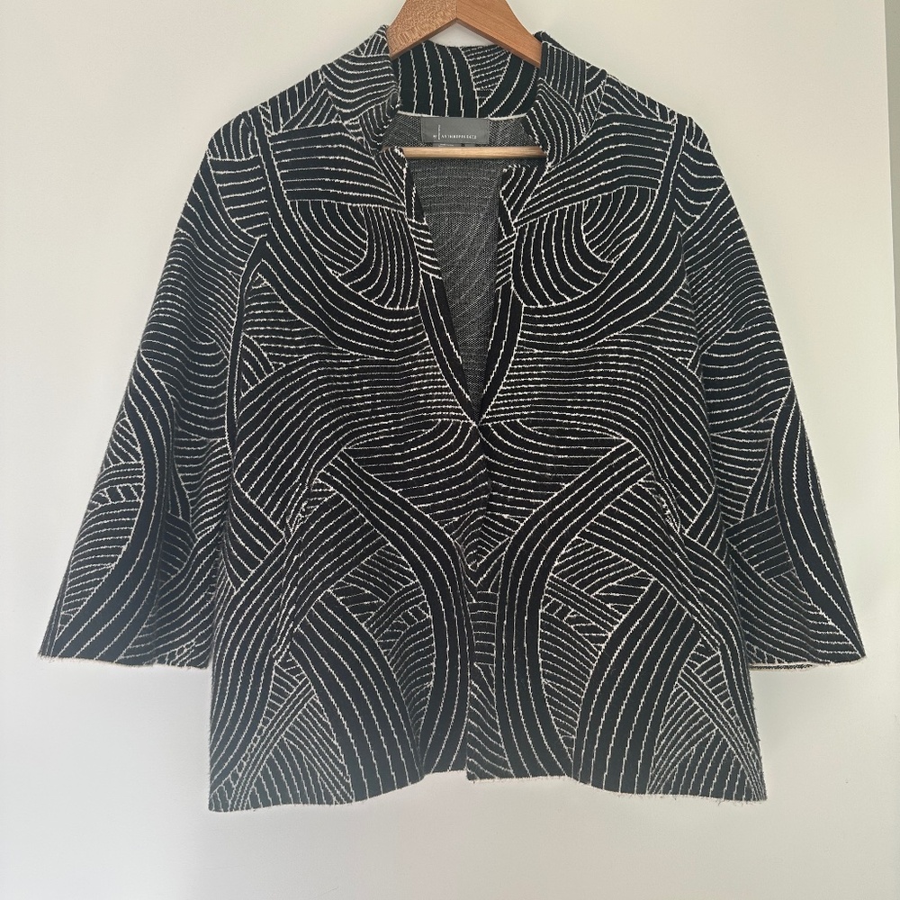 Black and White Patterned Anthropologie Cardigan Jacket